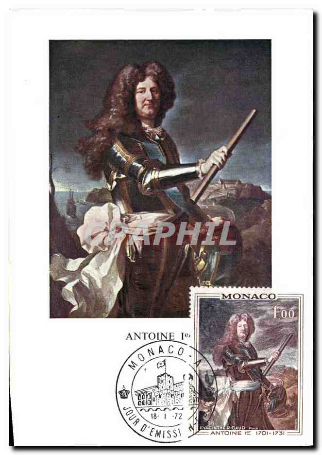 Antoine Ier de Monaco — portrait historique — éditeur Hyacinthe Rigaud, n° de série 1701-1731