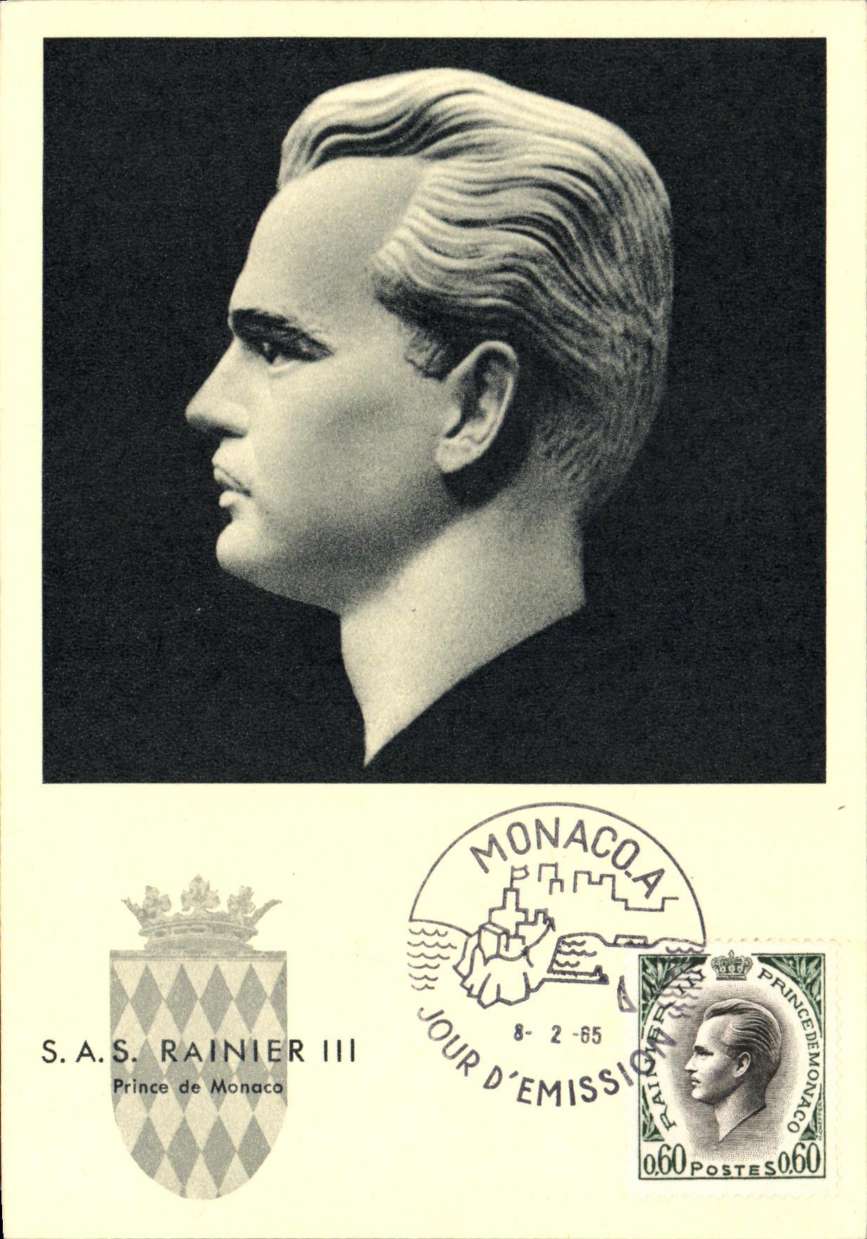 S.A.S. Rainier III — Prince de Monaco — Jour d'émission 8-2-65 — Éditions Bourgogne - Anverso