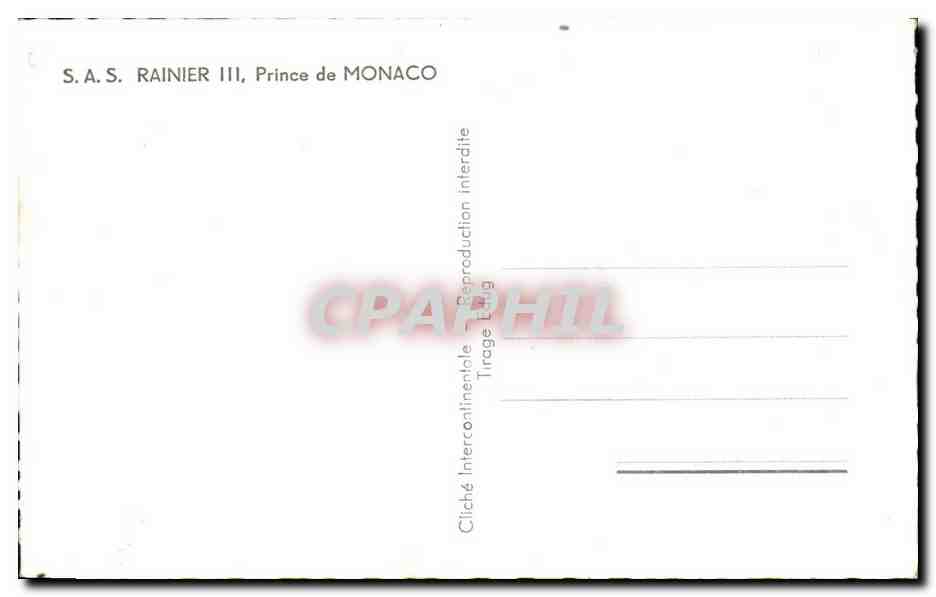 S.A.S. Rainier III, Prince de Monaco — portrait officiel — éditeur inconnu, n° de série non visible — Rückseite