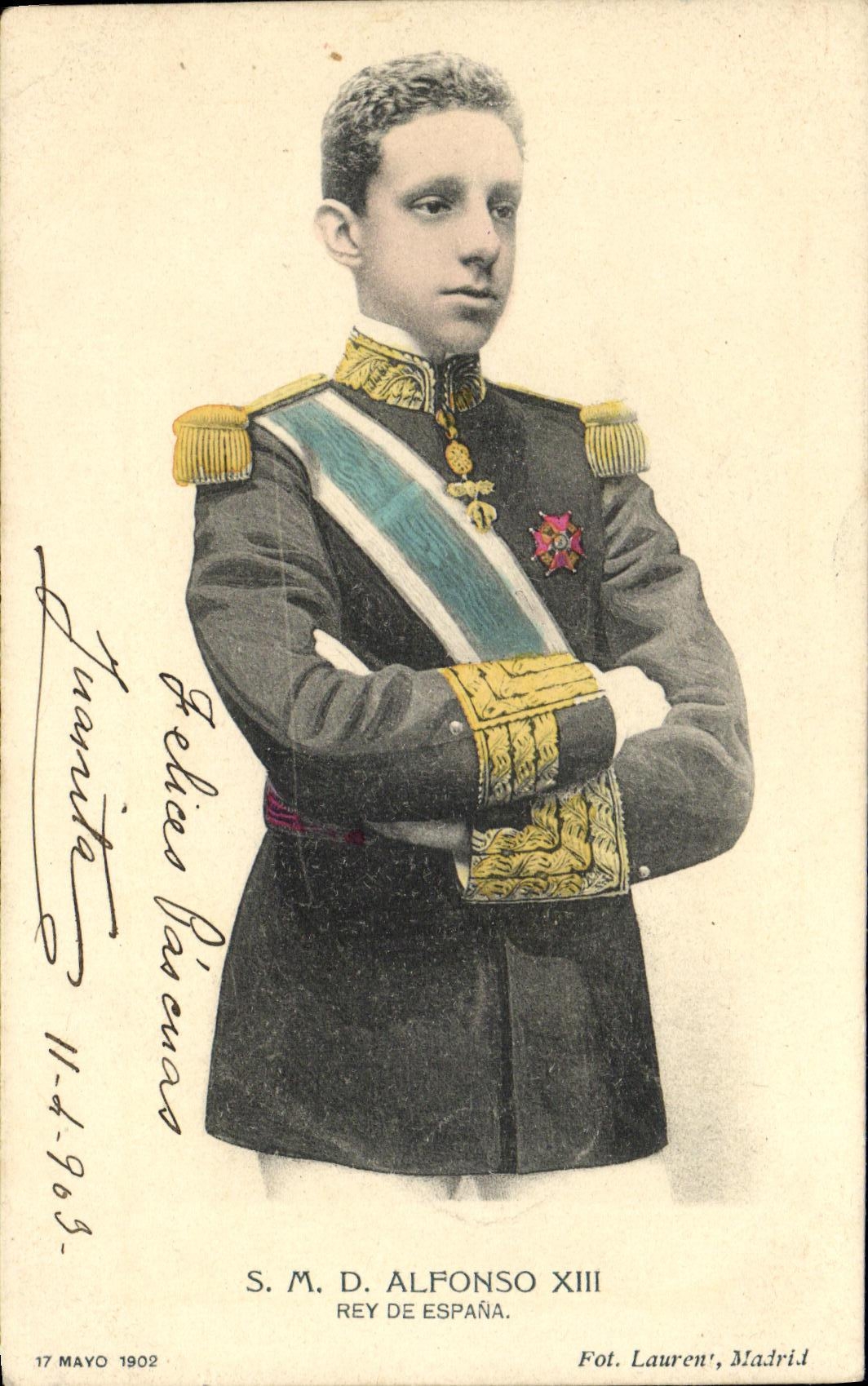 S.M. D. Alfonso XIII — portrait en uniforme militaire — Fot. Lauren', Madrid