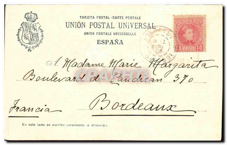 S.M. D. Alfonso XIII — portrait en uniforme militaire — Fot. Lauren', Madrid — Reverso