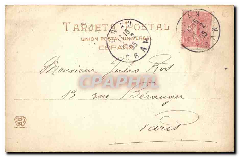 S.M. EL REY D. ALFONSO XIII — portrait en uniforme — Hauser y Nenet, Madrid, n°749 — Verso