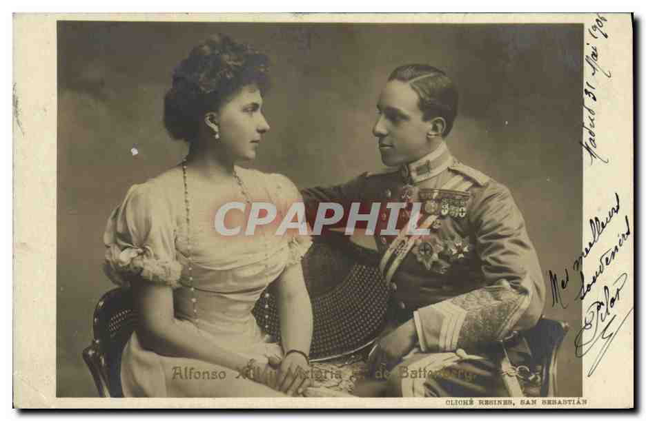 Alfonso XIII et Victoria E. de Batthyány — Olióné Resines, San Sebastián — éditeur non visible