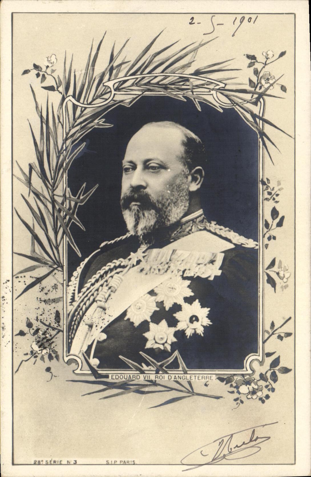 Édouard VII, roi d'Angleterre — portrait officiel — S.I.P. Paris, 28e série n°3
