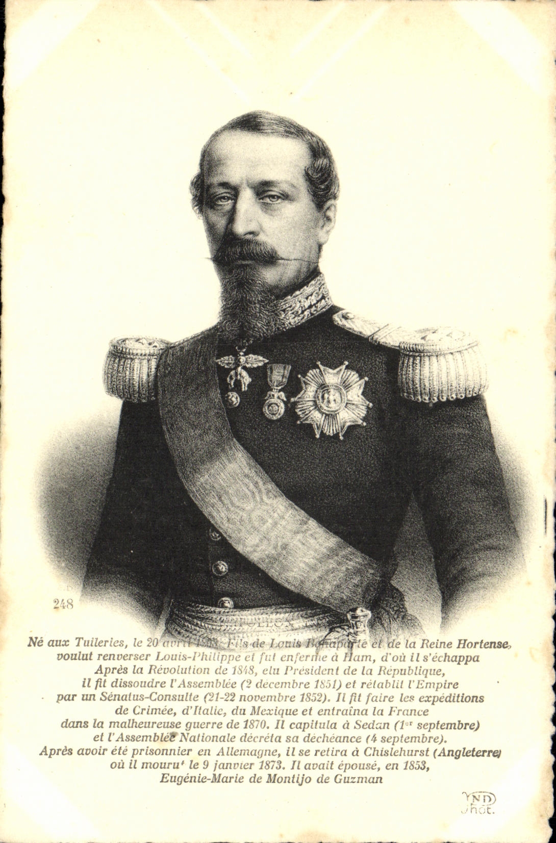 Napoléon III — portrait en uniforme — YND Jhâc. n° 248