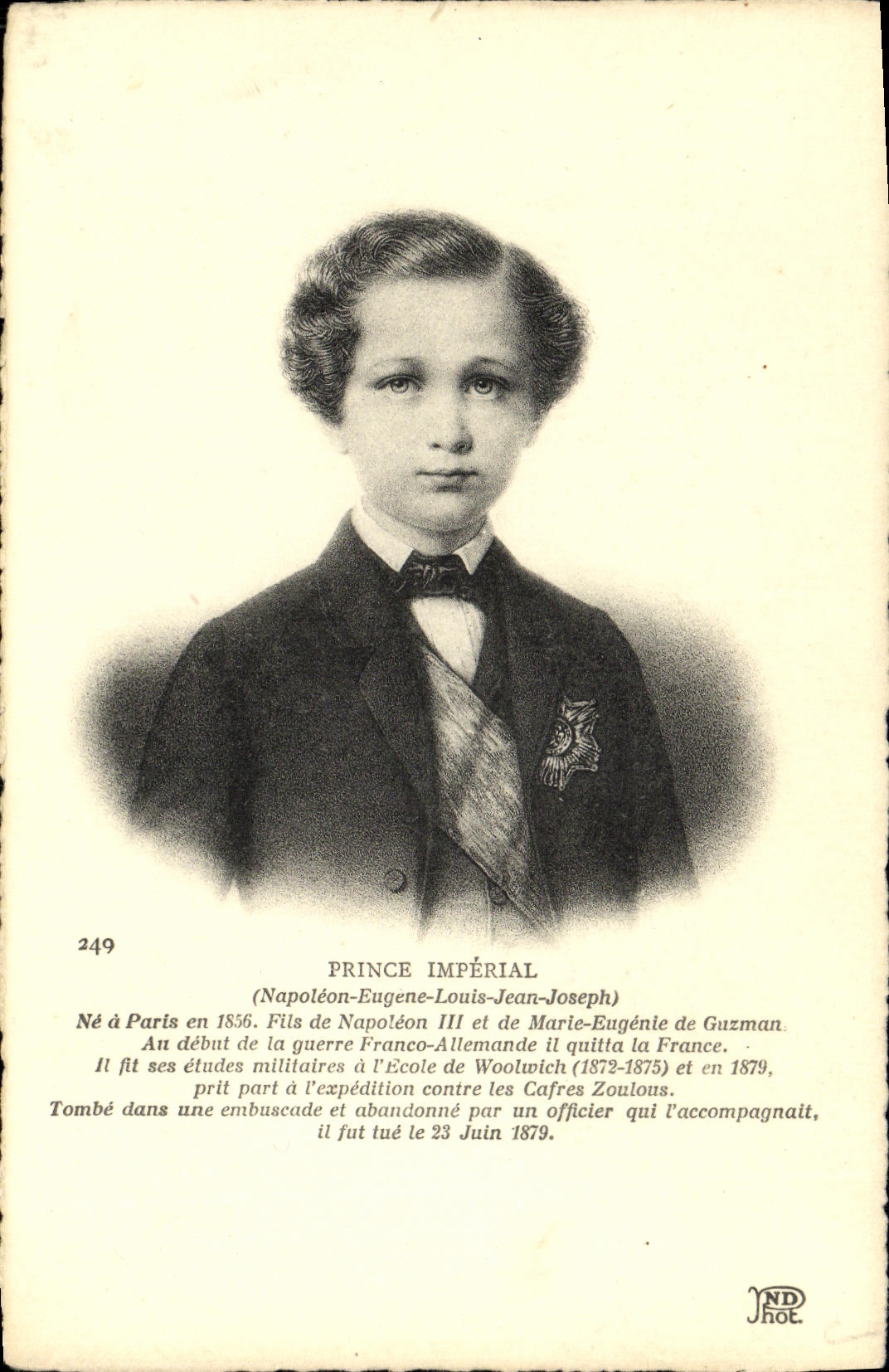 Prince impérial — Né à Paris en 1856, tué en 1879 — JND HOT, n°249