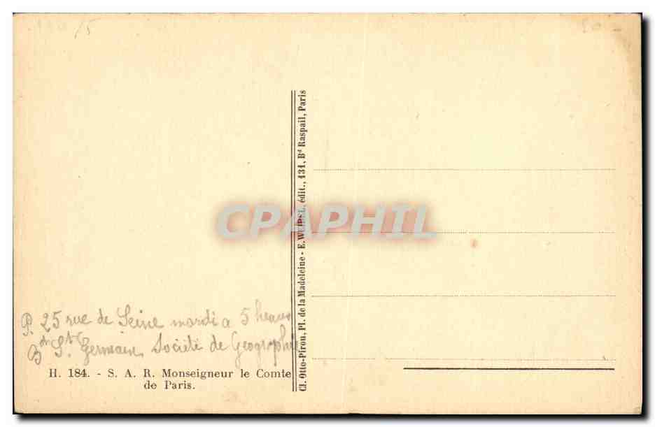 Portrait d'un homme — éditeur E. W. P. L. — n° H. 184 — Verso
