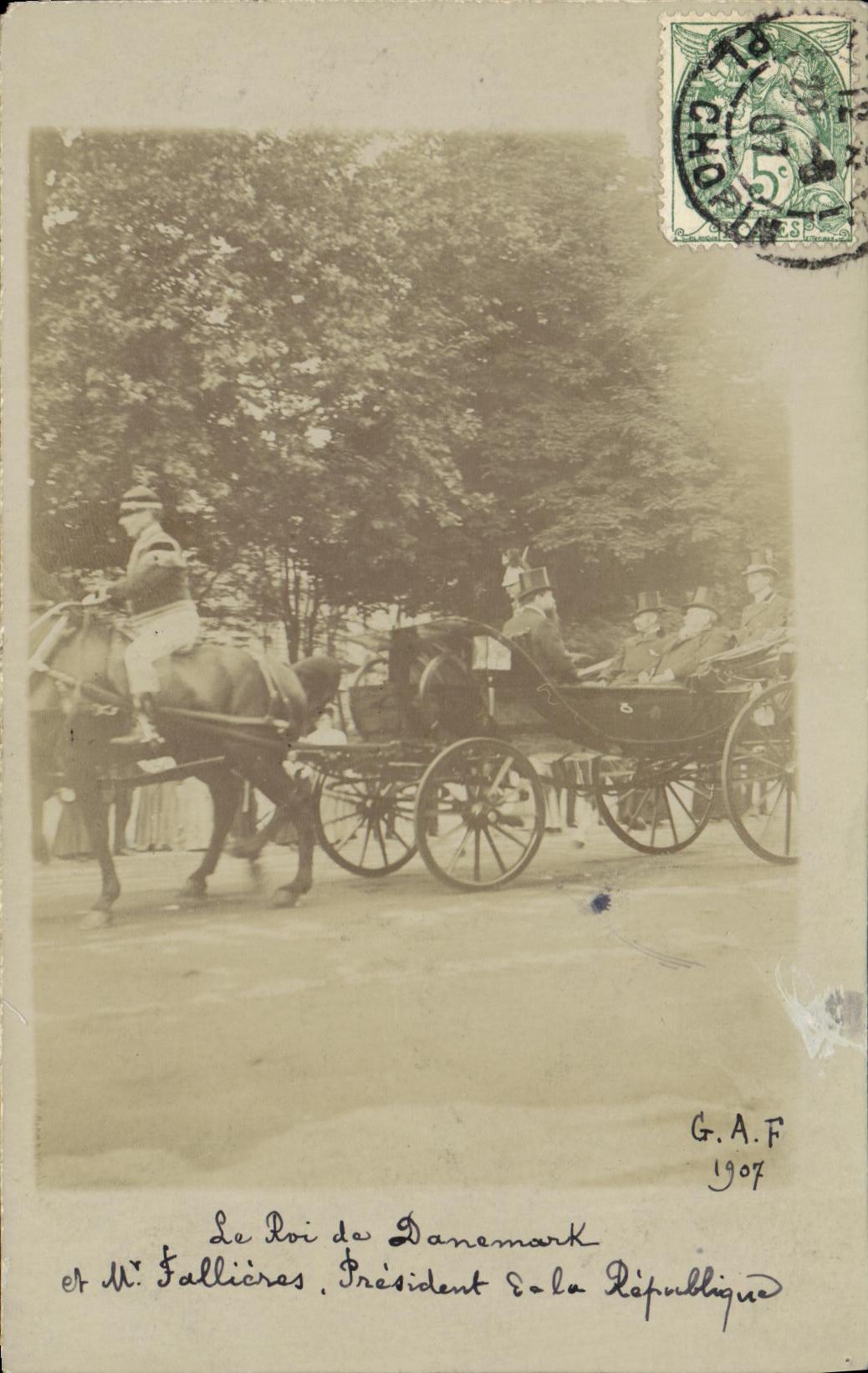 Le Roi de Danemark et M. Fallières, Président de la République — G.A.F. 1907