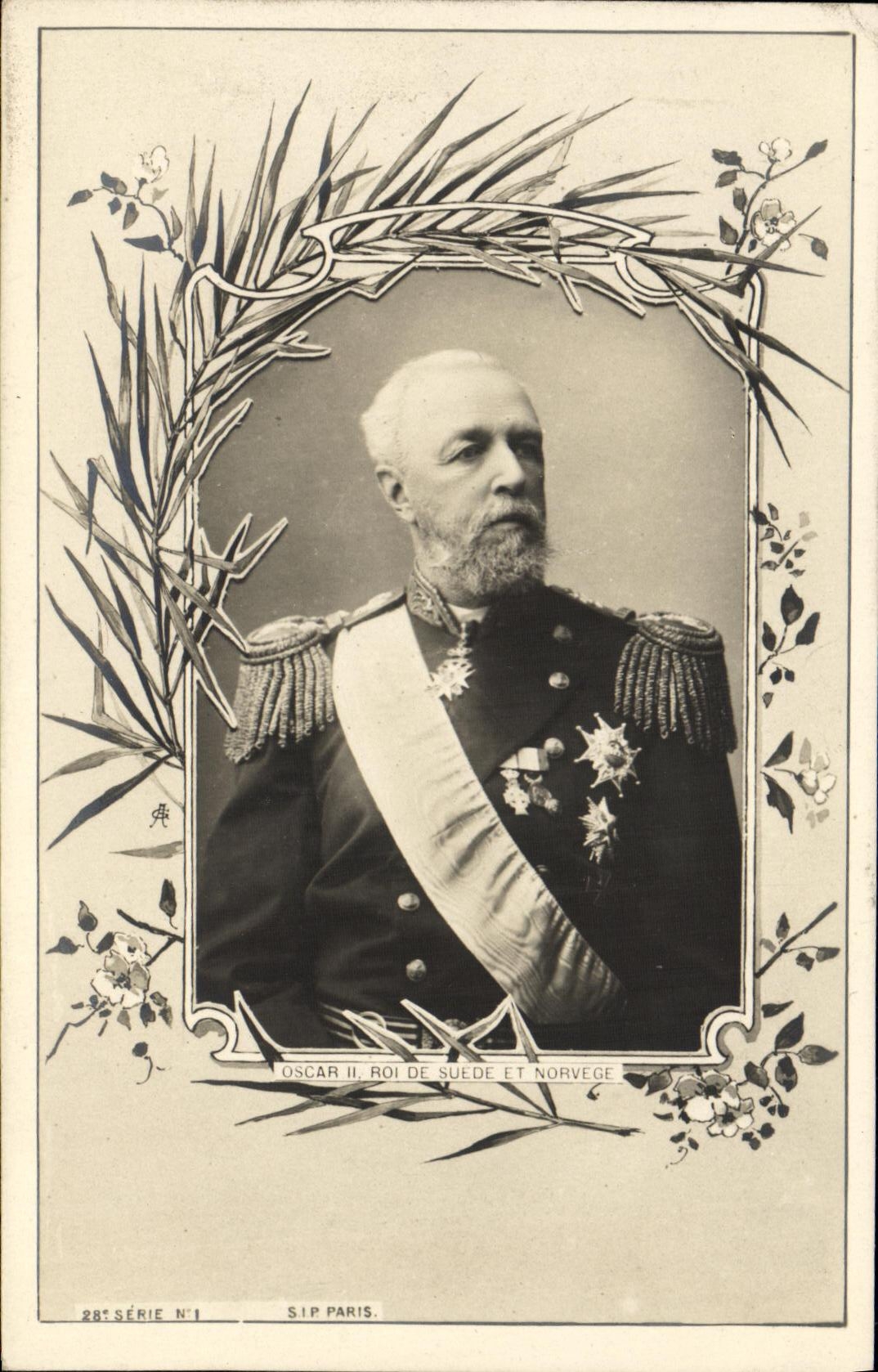 Oscar II, roi de Suède et de Norvège — portrait en uniforme — SIP Paris, 28e série N°1
