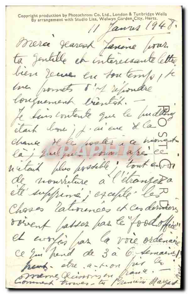 H.R.H. Princess Margaret Rose — portrait — Photocrom Co. Ltd., London & Tunbridge Wells, n°8 — Verso