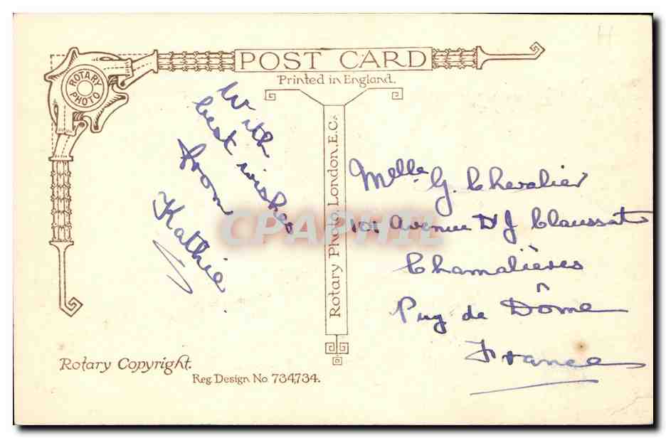 H.M. King George VI — portrait en tenue de kilt — Rotary Photo, n° K.4-3 — Reverso