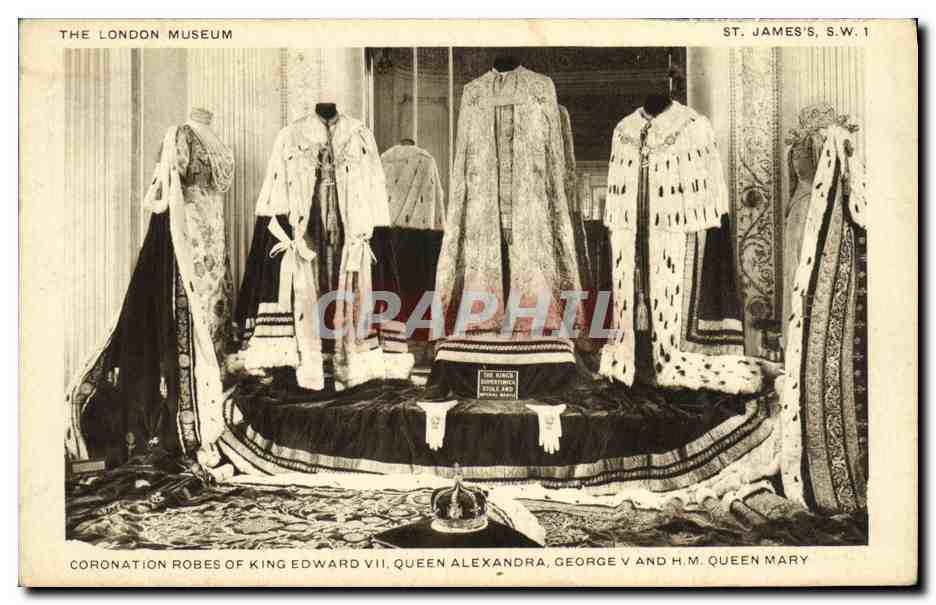 CPA Coronation robes of King Edward VII Queen Alexandra George V and HM Queen mary