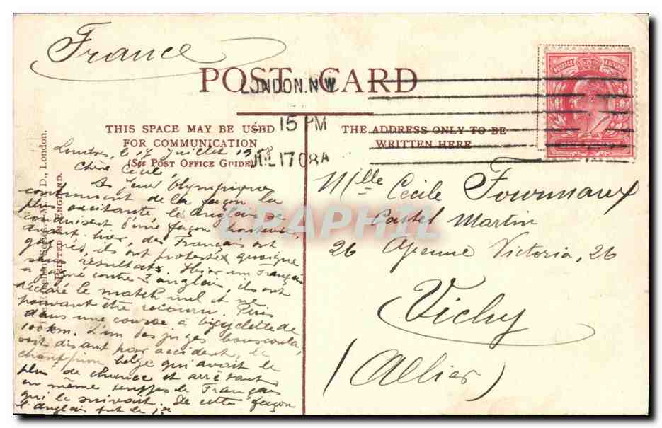 Visite de King Edward VII et du Président de la République française — Franco-British Exhibition, Londres. — Verso