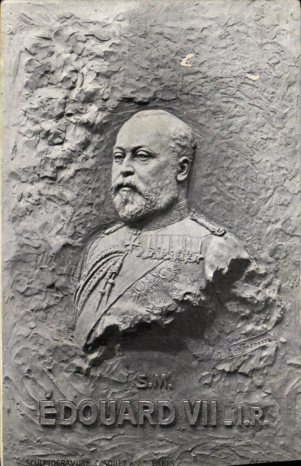 Buste d'Édouard VII — Sculptogravure C. Sohet & Paris — n° 8609