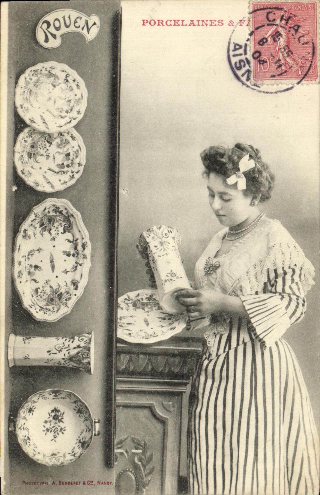 Porcelaines & Faïences à Rouen — Phototype A. Bergeret & Cie, Nandy