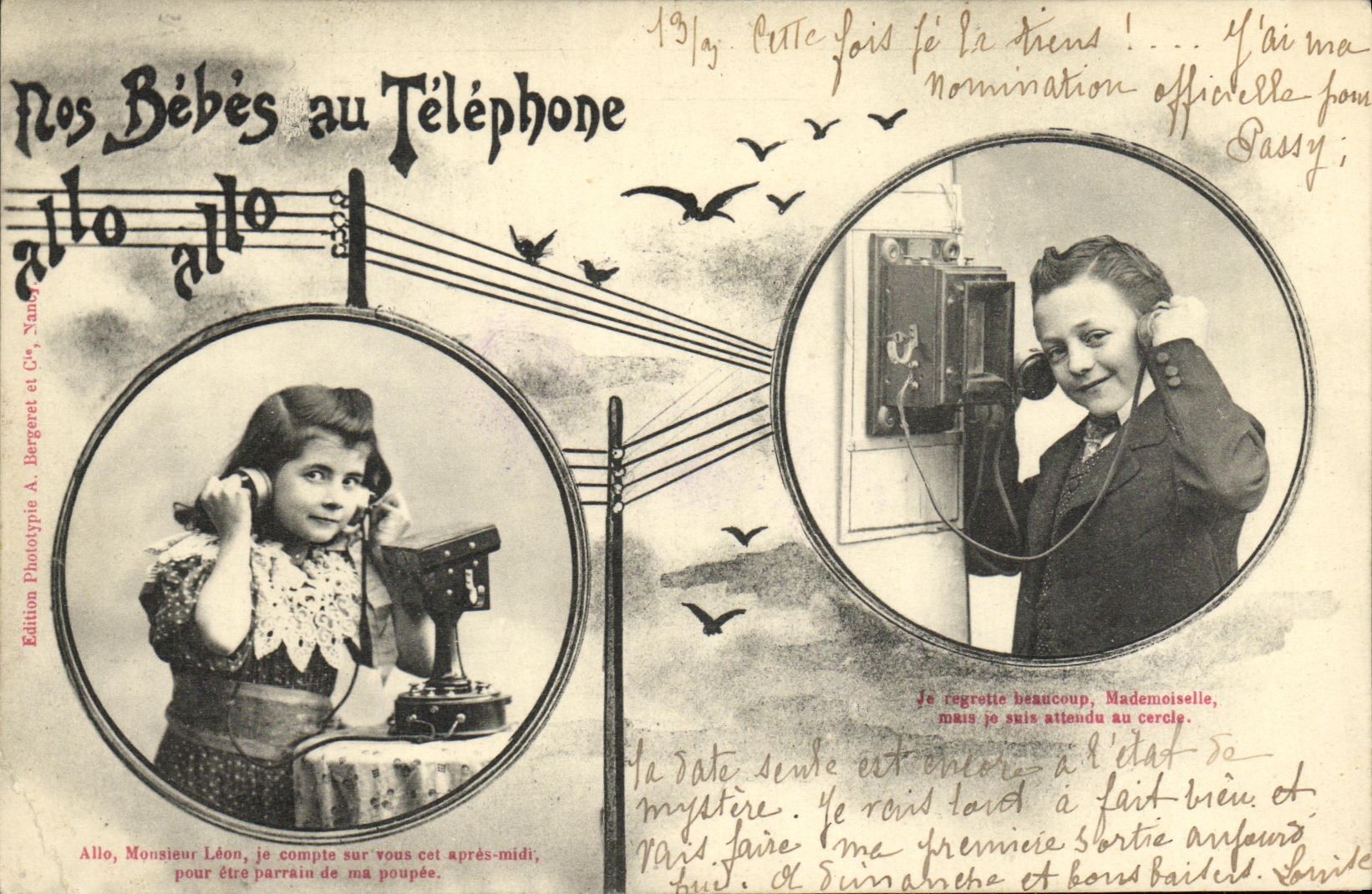 CPA Fantaisie Femme Nos bebes au telephone 