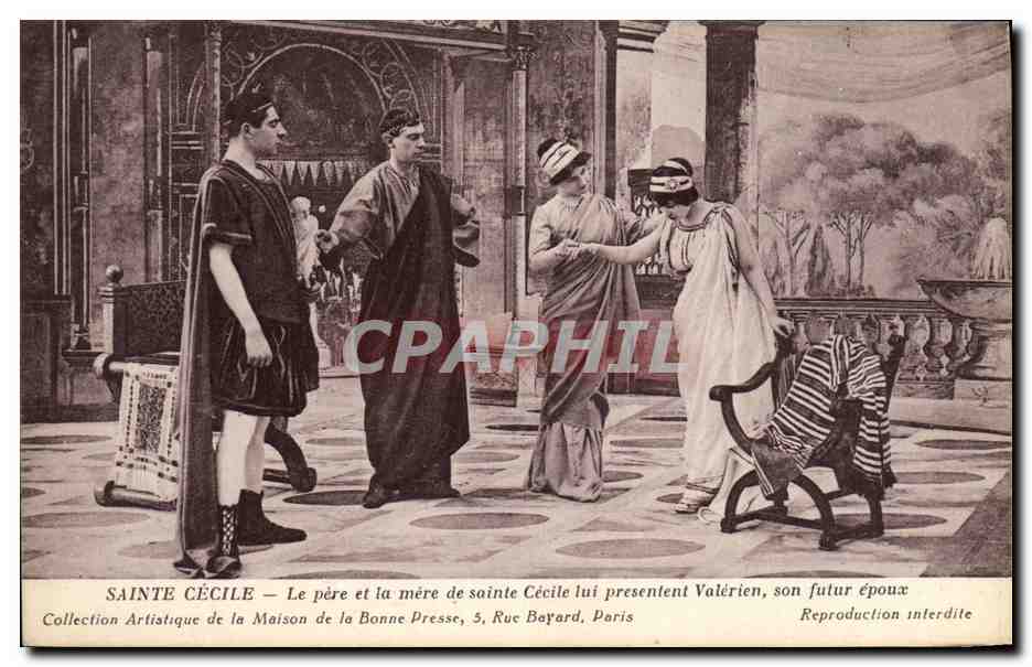 CPA Cinema le pere et la mere de Sainte Cecile lui presentent Valerien son futur epoux