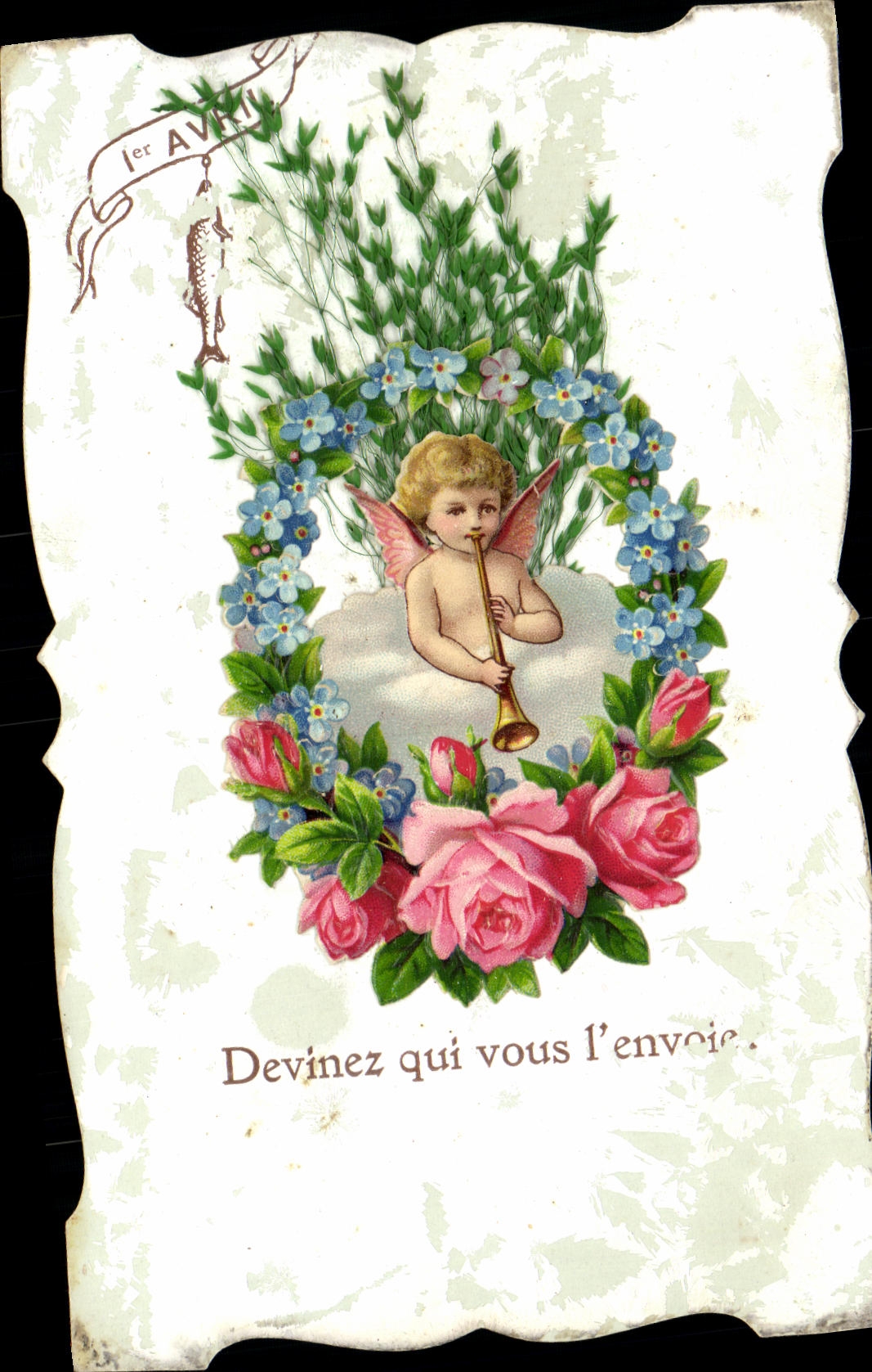 CPA Fantaisie Fleurs Ange