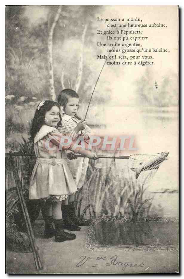 CPA Fantaisie Enfants Peche Poisson 