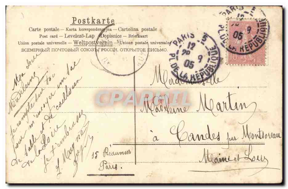 CPA Fantaisie Enfant et cigogne — Rückseite