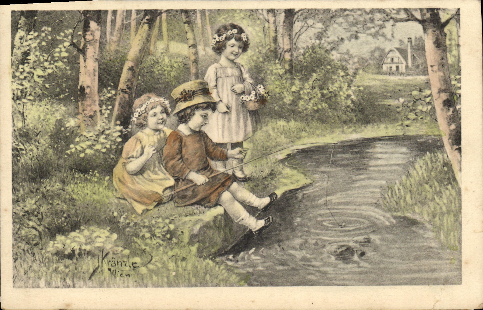 CPA Fantaisie Enfants a la peche 
