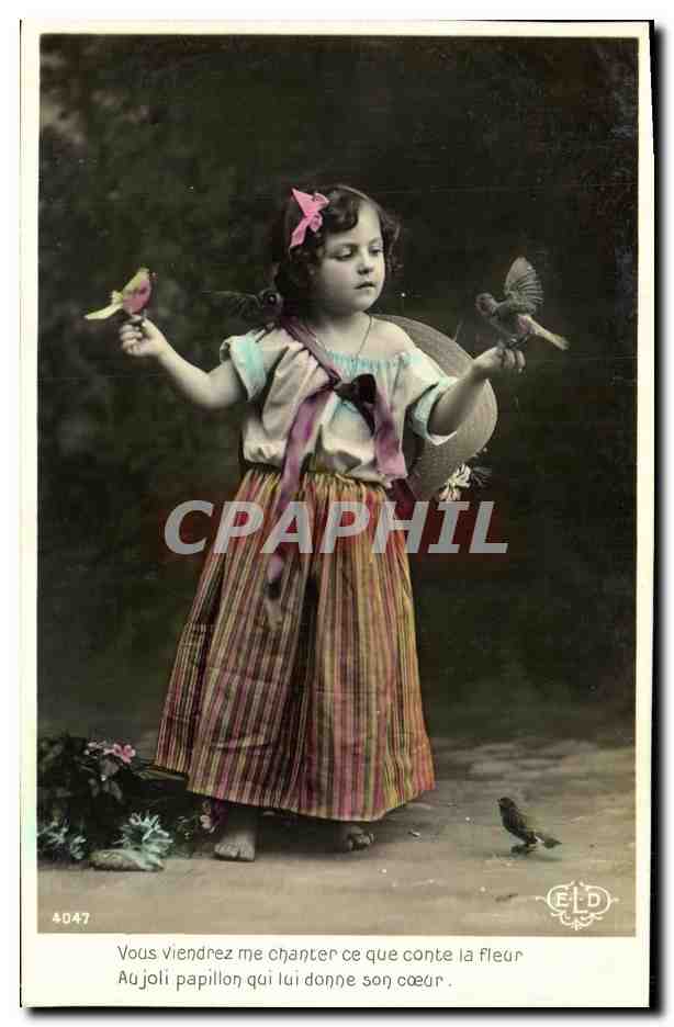 CPA Fantaisie Enfant Oiseaux