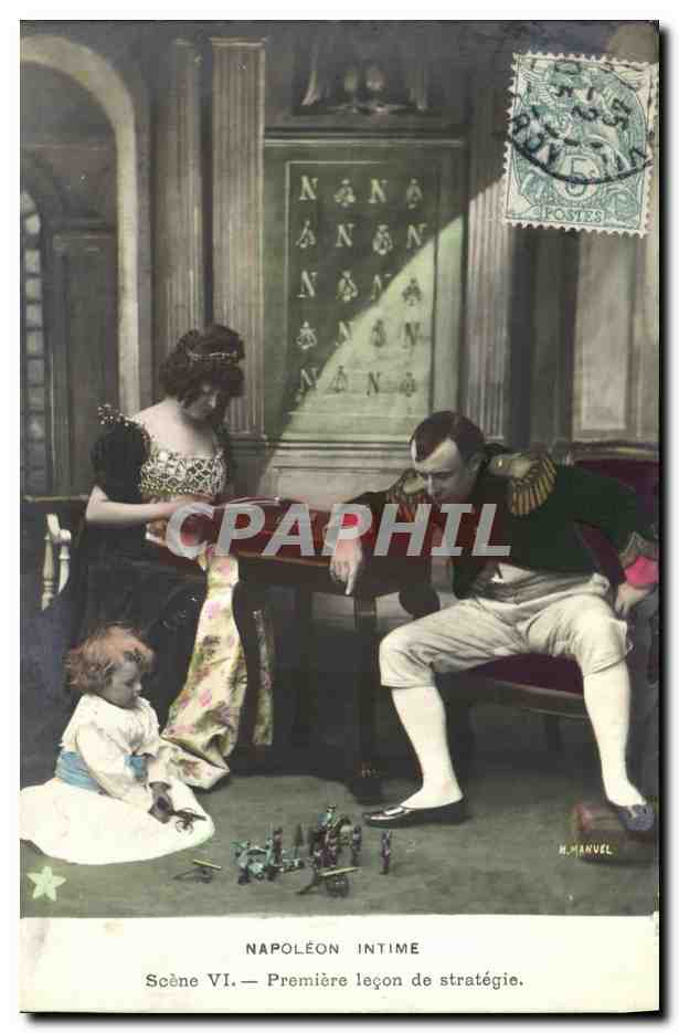 CPA Fantaisie Napoleon intime Premiere lecon de strategie