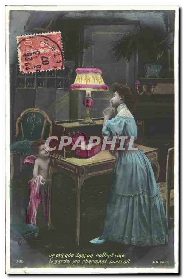 Cupidon et une jeune femme — scène intérieure — A.N. Paris, n° 386
