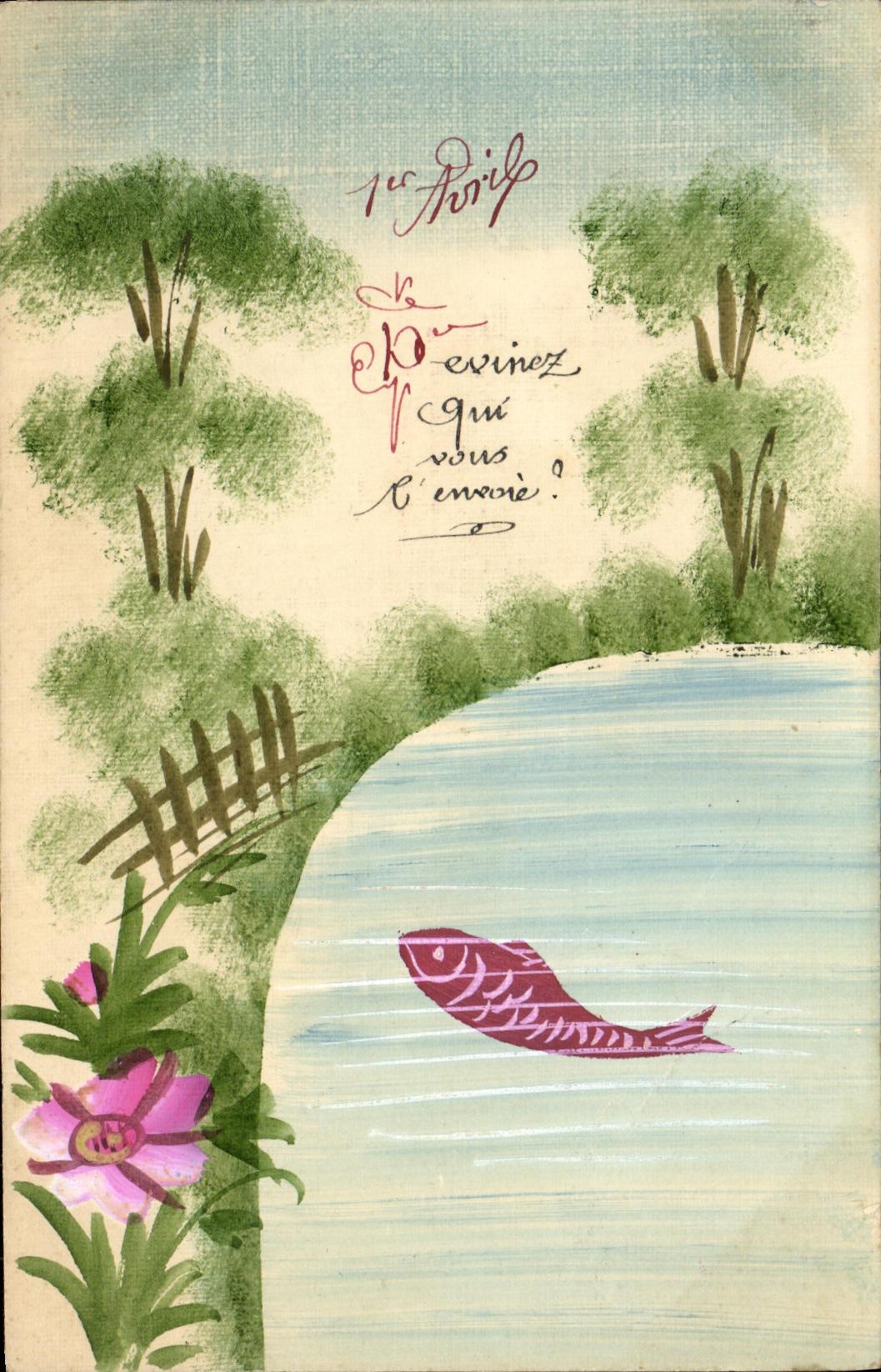 CPA Fantaisie 1er Avril Poisson