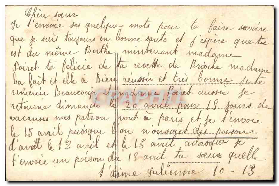 Femme tenant deux poissons — Isaurill, éditeur Polo, n° 3022 — Verso