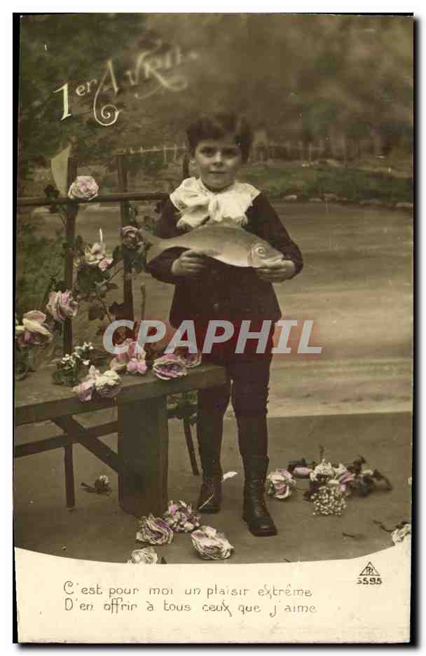 CPA Fantaisie Enfant 1er Avril Poisson