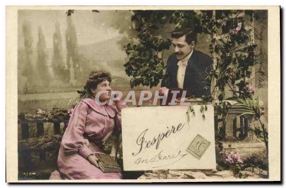 CPA Fantaisie Femme Loin des yeux pres du coeur Semeuse