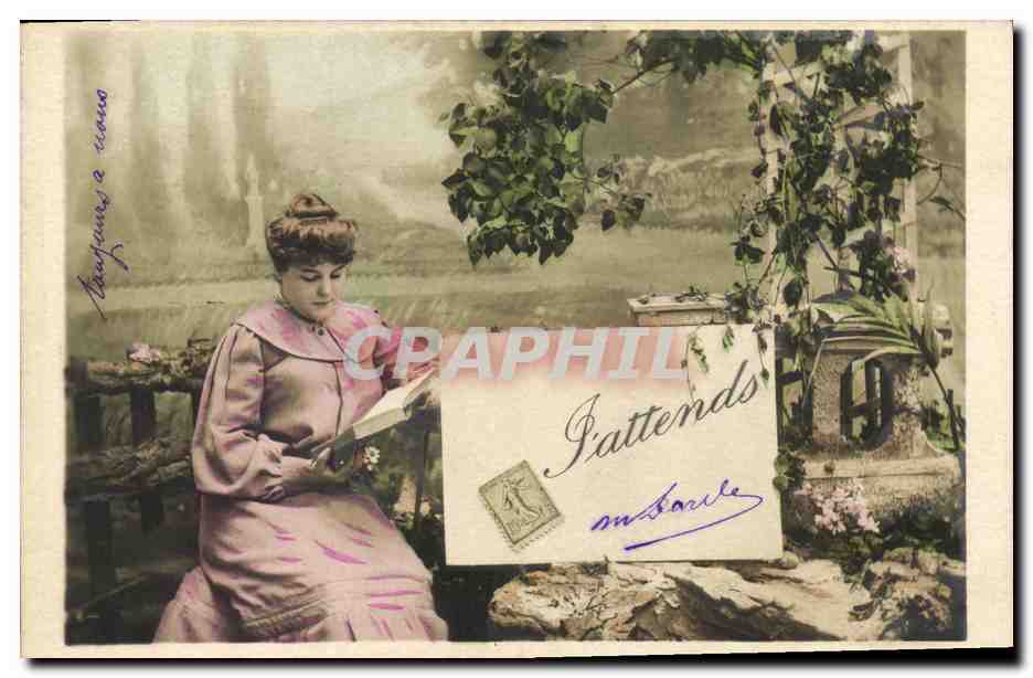 CPA Fantaisie Femme Semeuse J attends