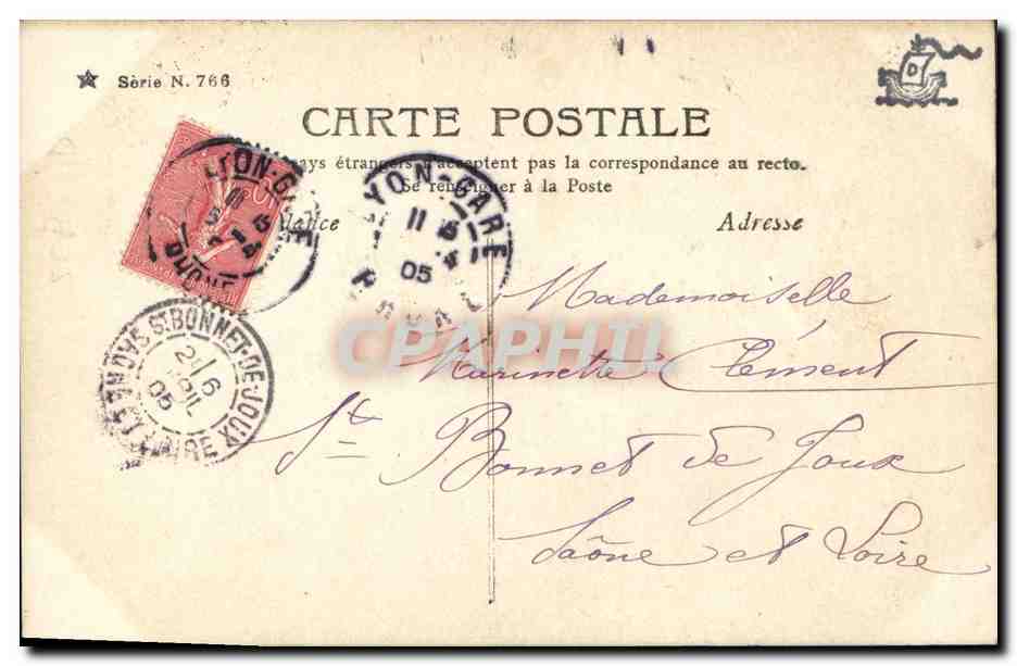 CPA Fantaisie Femme Lune — Verso