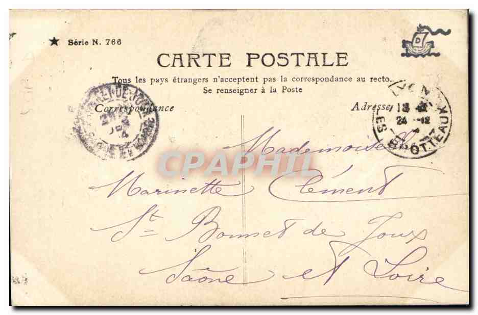 CPA Fantaisie Femme Aubade a la lune — Verso