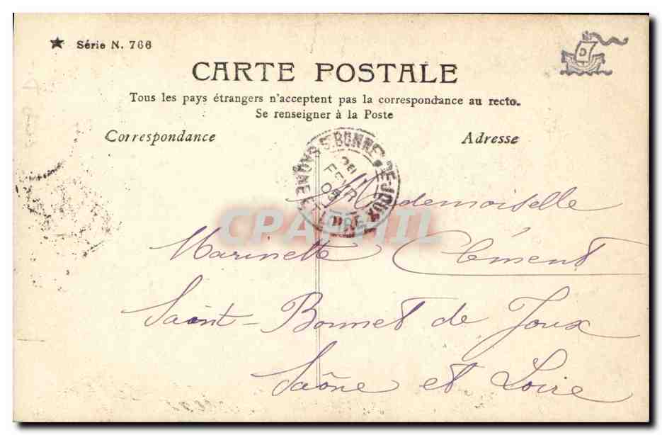 Femme à la lune — illustration — III. AUBADE À LA LUNE, série N. 768 — Reverso