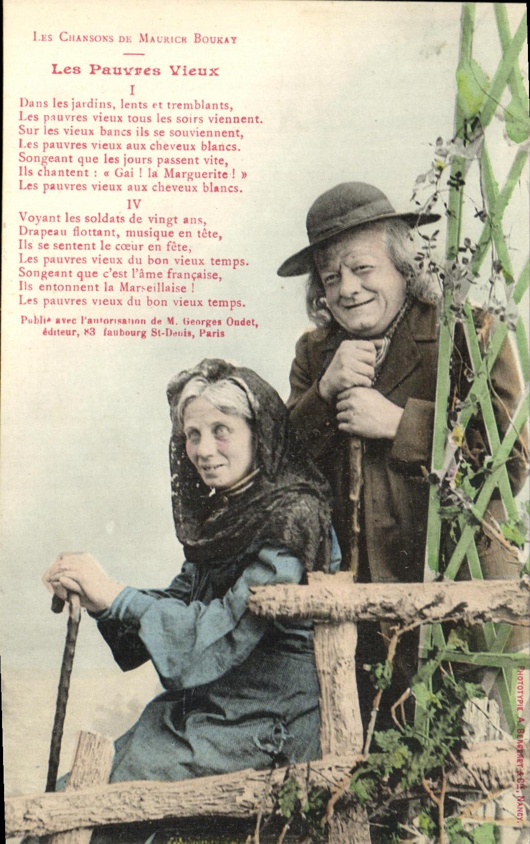 Les Pauvres Vieux — Chansons de Maurich Boukay — Phototype A. Bremberras, Nancy