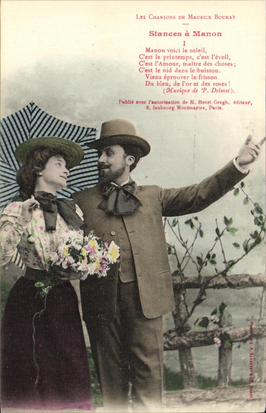 Les Chansons de Maurice Boukay — Stances à Manon — Henri Gregh, éditeur, 8, faubourg Montmartre, Paris