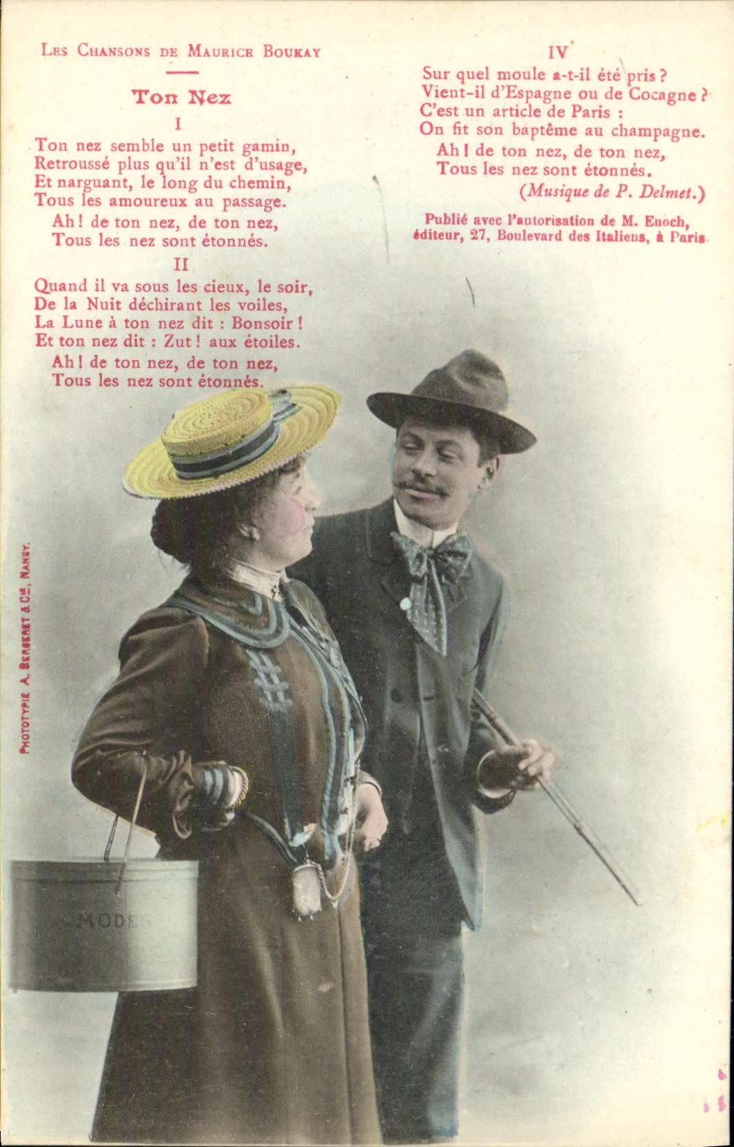 Les Chansons de Maurice Boukay — Ton Nez — éditeur M. Enoch, 27, Boulevard des Italiens, Paris