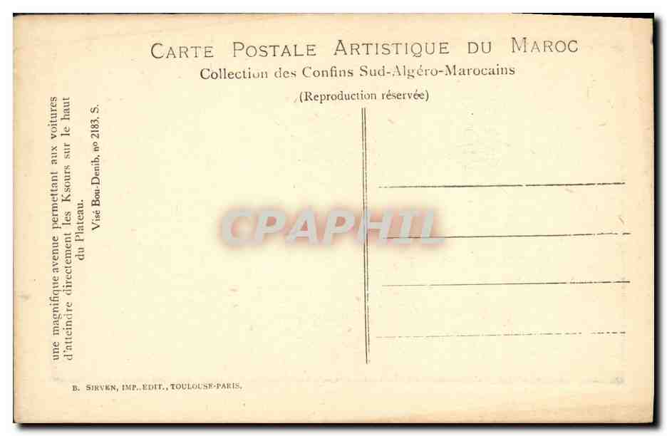 CPA Algerie Le Figuig Extreme sud oranais  — Rückseite