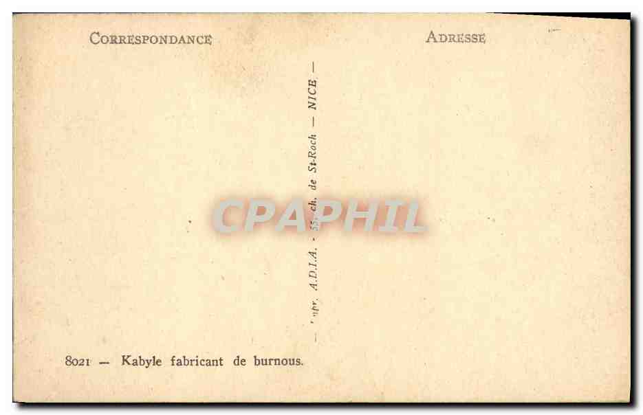 CPA Algerie Kabyle fabricant de burnous  — Rückseite