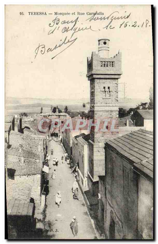 Tebessa — Mosquée et Rue Caracalla — éditeur P.S. n°16
