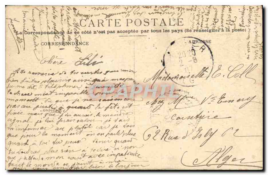 CPA Algerie Tizi Ouzou Vue generale  — Verso