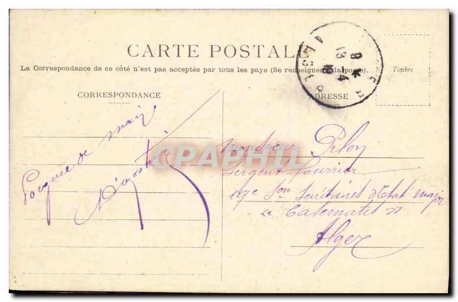 CPA Algerie Arzew L eglise et le marche  — Verso