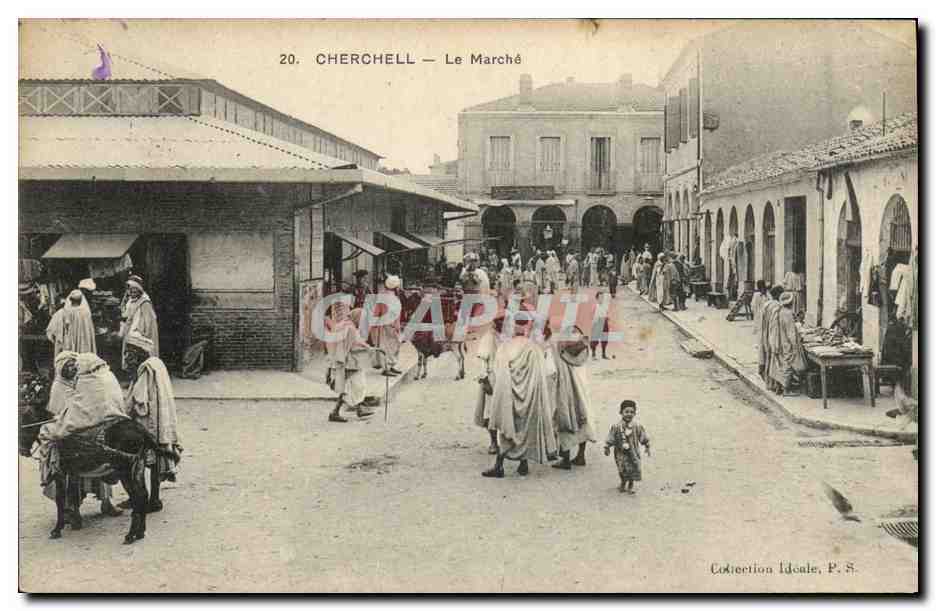 CPA Algerie Cherchell Le marche 