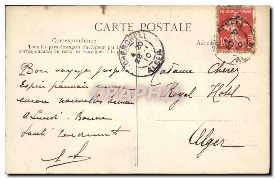 CPA Algerie Cherchell Le marche  — Verso