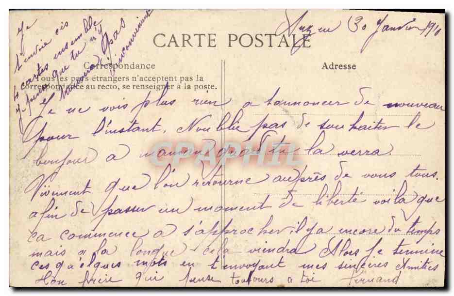 CPA Algerie Arzew Sous les palmiersde laplace  — Verso