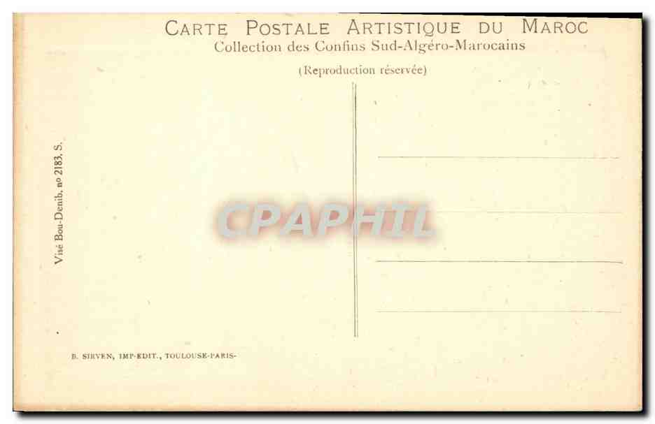 CPA Algerie Ancien chemin d acces des terrasses du Figuig — Rückseite