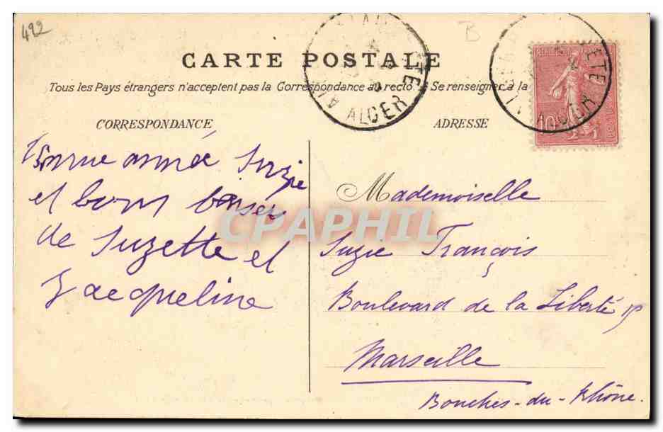Servante mauresque versant le café — Collection Z. F., Alger, n° 226 — Rückseite
