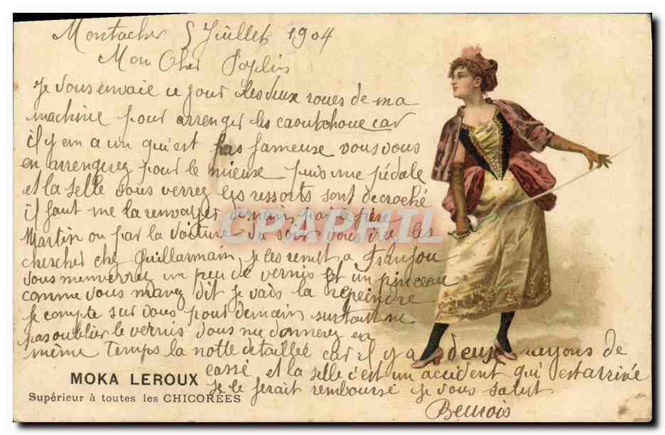 CPA Femme Publicite Moka Leroux 